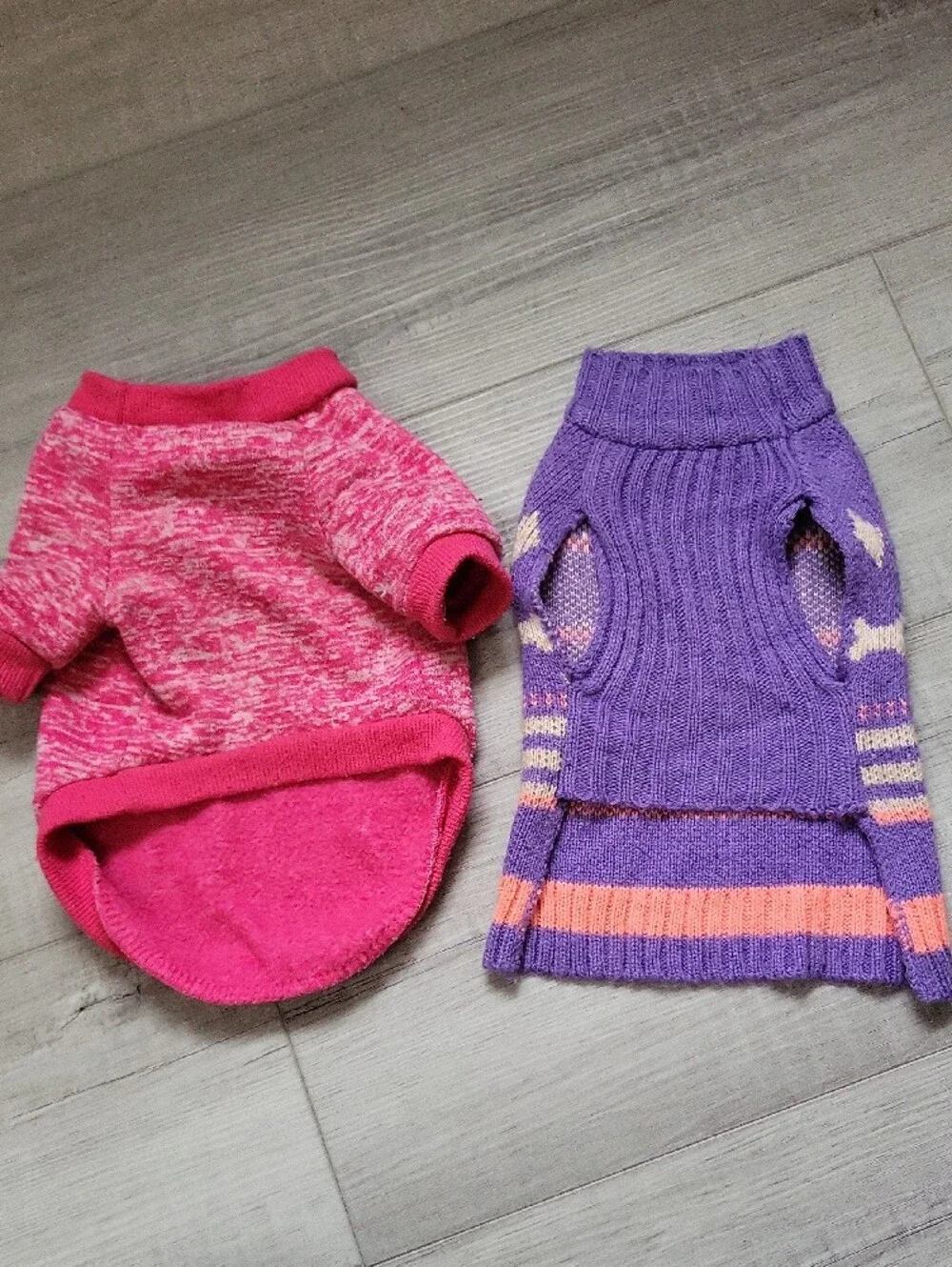 Pink Knit Pullover and Purple Patterned Sweater Bundle
